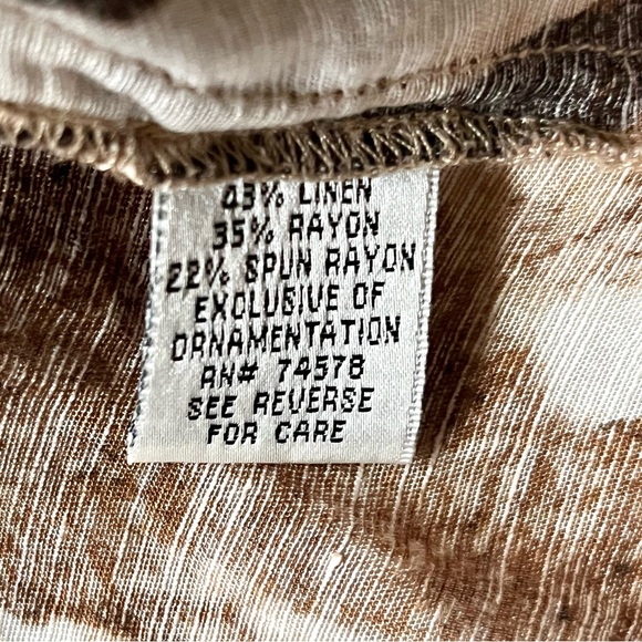 Cache Brown Semi-Sheer Animal Print Linen Blend Blouse - Size Small - Picture 11 of 14